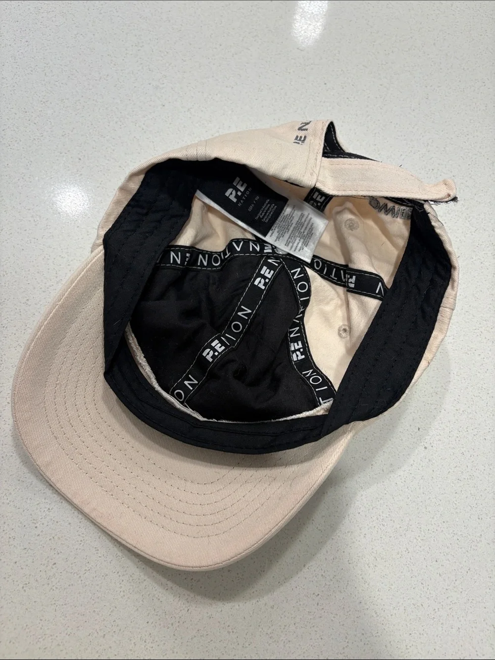 P.E Nation Beige and Black Logo Baseball Cap